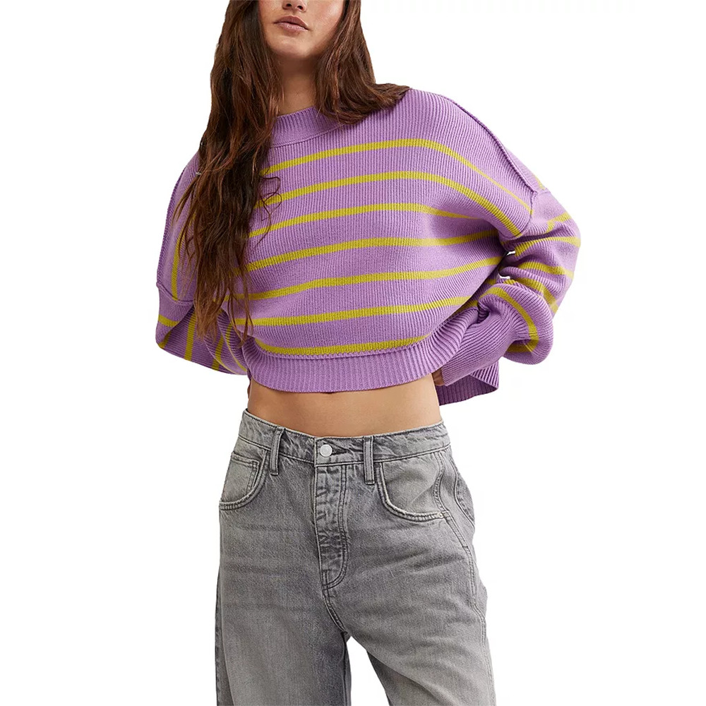 Free People Purple and Yellow Striped Sweater - Picture 2 of 11